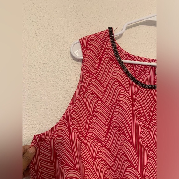 Juicy Couture Women XL Blouse Top Pink White Ruffles Embellished Stones layere - Picture 4 of 6